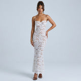 Women's Floral Lace Strapless Midi Dress