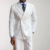 Men's Two-Piece Double-Breasted Wool Blend Wedding Suit
