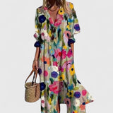 Button Front Printed Midi Dress