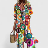 Button Front Printed Midi Dress
