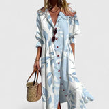 Button Front Printed Midi Dress
