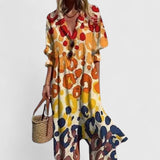 Button Front Printed Midi Dress