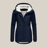 Fleece-Lined Hooded Zip-Front Jacket with Pockets