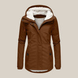 Fleece-Lined Hooded Zip-Front Jacket with Pockets