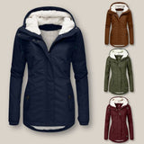 Fleece-Lined Hooded Zip-Front Jacket with Pockets