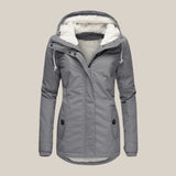 Fleece-Lined Hooded Zip-Front Jacket with Pockets