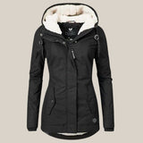 Fleece-Lined Hooded Zip-Front Jacket with Pockets