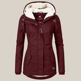 Fleece-Lined Hooded Zip-Front Jacket with Pockets