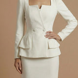 Square Neck Peplum Midi Dress