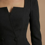 Square Neck Peplum Midi Dress