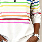 Women's Striped Quarter-Zip Ribbed Knit Pullover