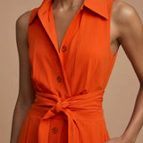Sleeveless Belted Wide Leg Jumpsuit