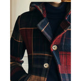 Women's Plaid Notch-Lapel Cropped Button Jacket