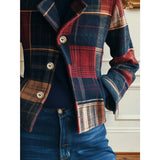 Women's Plaid Notch-Lapel Cropped Button Jacket