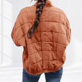 Oversized Quilted Stand-Collar Zip-Up Jacket