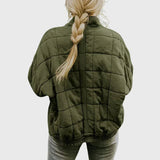 Oversized Quilted Stand-Collar Zip-Up Jacket