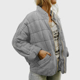 Oversized Quilted Stand-Collar Zip-Up Jacket
