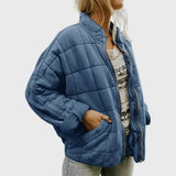 Oversized Quilted Stand-Collar Zip-Up Jacket
