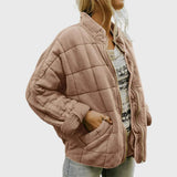 Oversized Quilted Stand-Collar Zip-Up Jacket