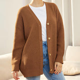 Women's Camel Autumn Chunky Ribbed Cardigan