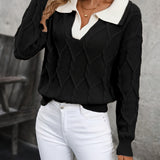 Women's Black Autumn Cable Knit Jumper