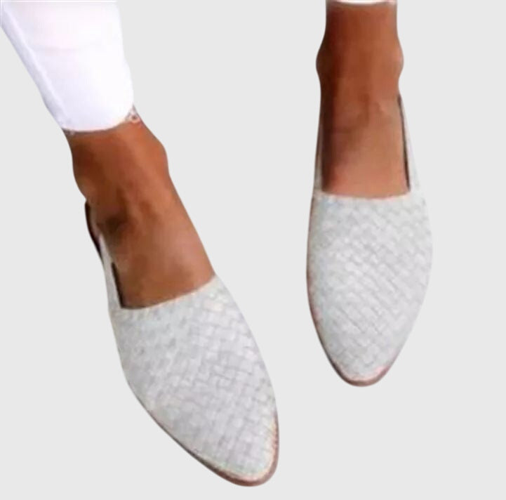 Woven Pointed Toe Mule Flats