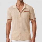 Men's Textured Short Sleeve Polo Shirt