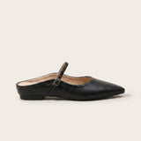 Women's Leather-Look Closed-Toe Flat Slip-On Mules
