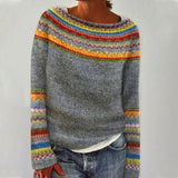 Women's Patterned Fair Isle Boat Neck Sweater