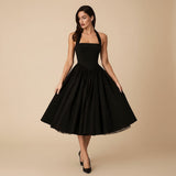 Women's Halter Fit and Flare Midi Dress