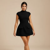 Women's High Neck Sleeveless Mini Dress