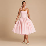 Women's Halter Fit and Flare Midi Dress