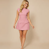 Women's High Neck Sleeveless Mini Dress