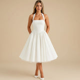 Women's Halter Fit and Flare Midi Dress