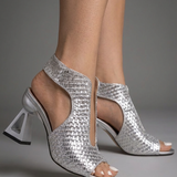 Women's Woven Slingback Heels, Adjustable Geometric Heel
