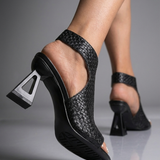 Women's Woven Slingback Heels, Adjustable Geometric Heel